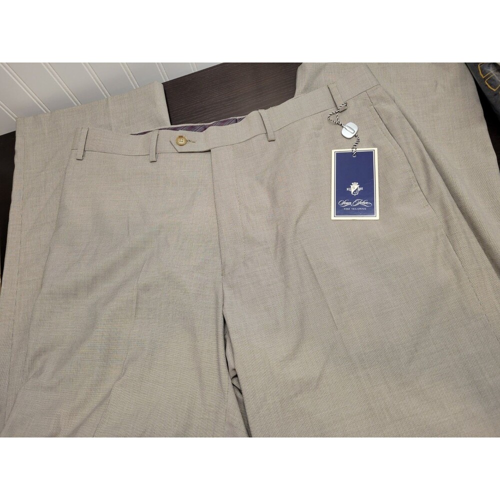 NWT Sean John Fine Tailoring Men's Dress Pants - 36x30 - Tan Flat Front
